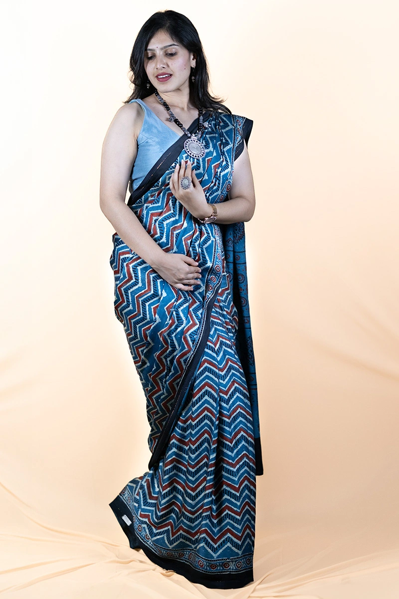 Sky Blue Chanderi Silk Blouse