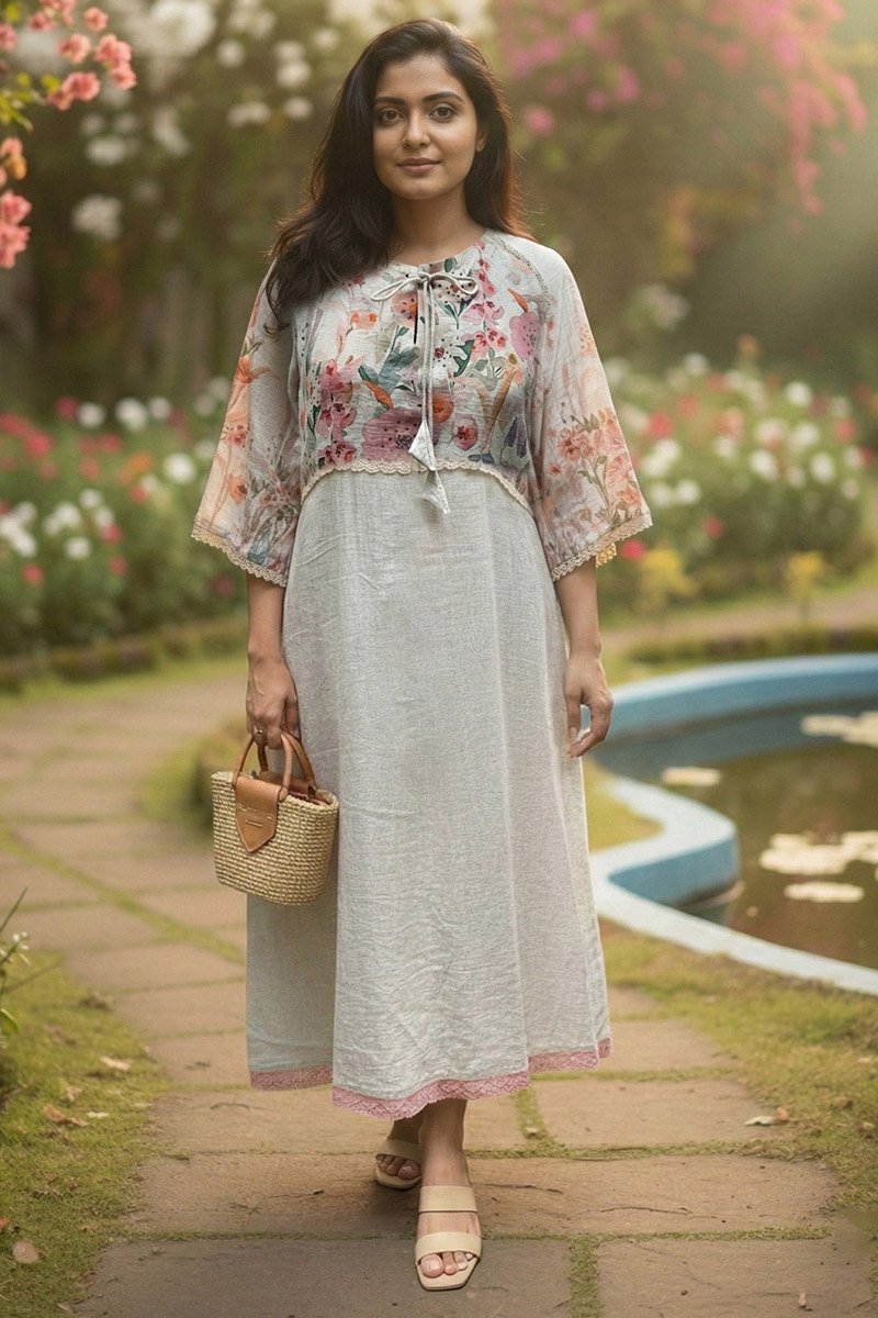 Blossom Yoke Linen Dress